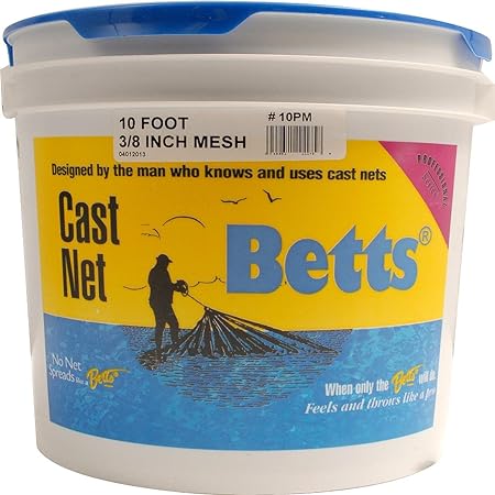 Betts 10PM Old Salt Mono Cast Net, 10', 3/8" Mesh, 1 lb Per Foot yellow