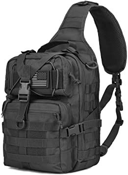 Wycoff Gear Tactical Sling Bag Pack Military Rover Shoulder Sling Backpack EDC Molle Assault Range Bags Day Pack with Tactical Patch Black