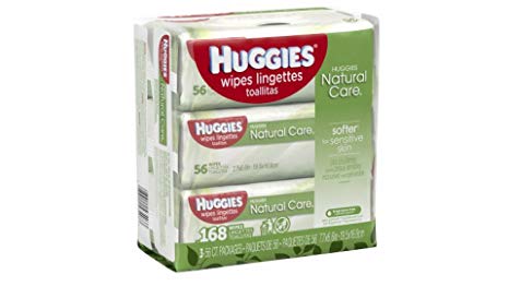 Natural Care Baby Wipes, Sensitive, 3 packs of 56 (168 ct)