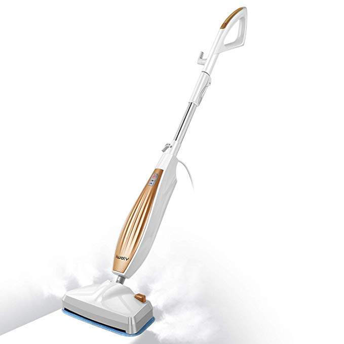 iwoly M11 Steam Mop Cleaner with Handle Switch and 2 mop Pads for Carpet,Rug,Hardwood Floor and Tile