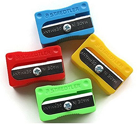 Staedtler Smart Hand Held Plastic Pencil Sharpener (6 pencil sharpeners, 1 pencil cap and a foam grip)