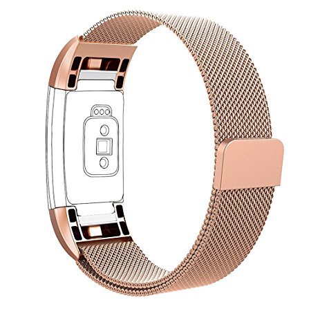 Vancle Fitbit Charge 2 Band, Milanese Stainless Steel Metal Replacement Accessory Bracelet Strap with Magnet Lock for Fitbit Charge 2 (No Tracker)