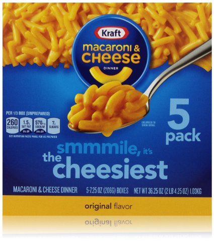 Kraft Macaroni & Cheese Dinner, Original (5 Count, 7.25 Oz Each)