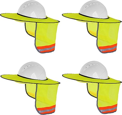 4 Pack Hard Hat Sun Shade - Full Brim Mesh Hard Hat Sun Shield Neck Sunshade with Reflective Strip Hard Hat Sun Visor for Hard Hat Accessories