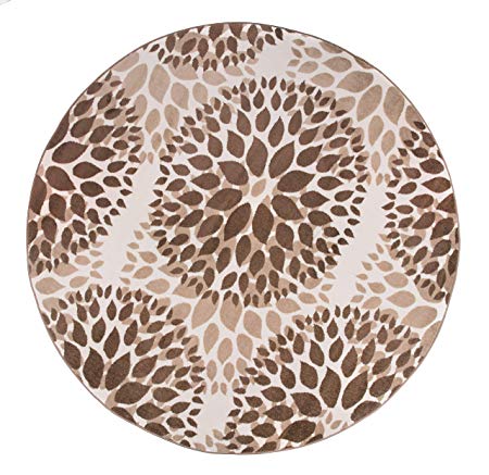 Rugshop Floral Circles Design Round Area Rug 6' 6" Diameter Brown