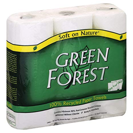 Green Forest 100% Recycled Paper Towels, 3 Rolls