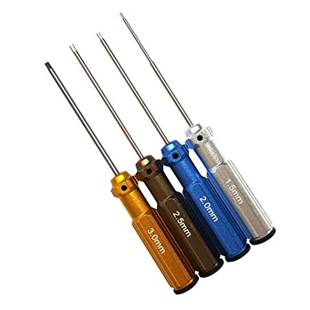 Aiskaer full-color lightweight titanium nitride coating Hex Driver Wrench 4 Piece Set,Hex Screw driver Tools Kit Set for RC Helicopter (1.5mm/2mm/2.5mm/3.0mm)