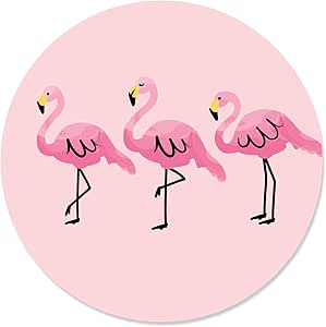 Big Dot of Happiness Pink Flamingo - Tropical Summer Circle Sticker Labels - 24 Count