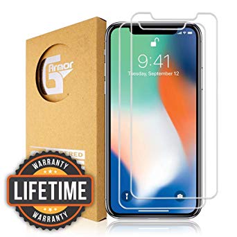G-Armor Screen Protector Cover for 5.8-inch iPhone Xs, X - [9H Tempered Glass] - [Easy Installation] - [Heavy Duty] - [Ultra Thin] - [HD Clear] - [No Bubbles] - [Shatterproof] - [2 Pack]