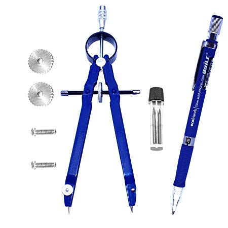 2.0mm Mechanical Pencil,Drawing Compass(Mechanical Pencil   Compass-Blue)