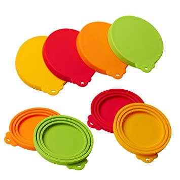 Silicone Pet Can Covers lids-4 Pack for Pet Dog Cat Food Can Top One Size Fits All Standard Size Dog and Cat Can Tops Universal Silicone Can Lid Cover