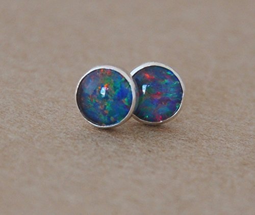 Blue Opal earrings with sterling silver studs