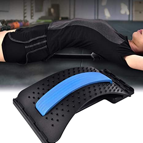 Multi-Level Back Stretcher Lumbar Support Device Back Massager Spinal Pain Relieve Back Pain Muscle Pain Relief (One Size, Blue)