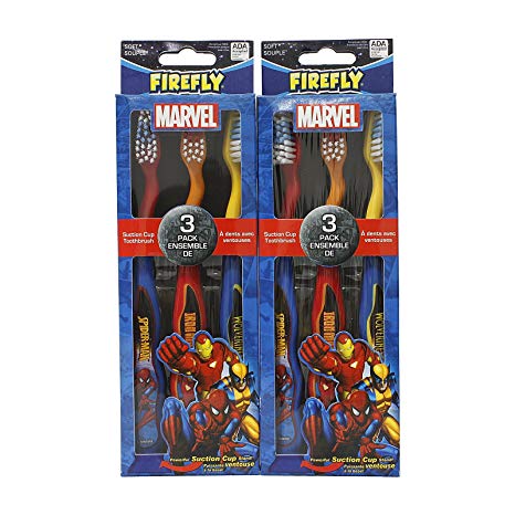 Firefly Marvel Soft Toothbrush, 6 Count (2 Packs of 3 Each)