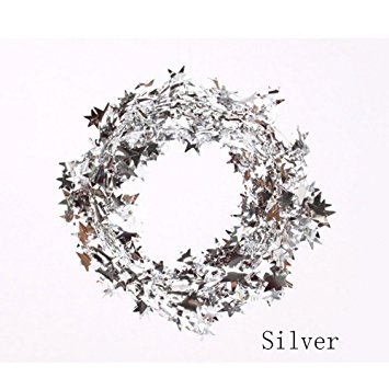 3PCS Star Garland Tinsel Stars brace,Tinsel Wire Garland Christmas Decoration Party Accessory (silver)