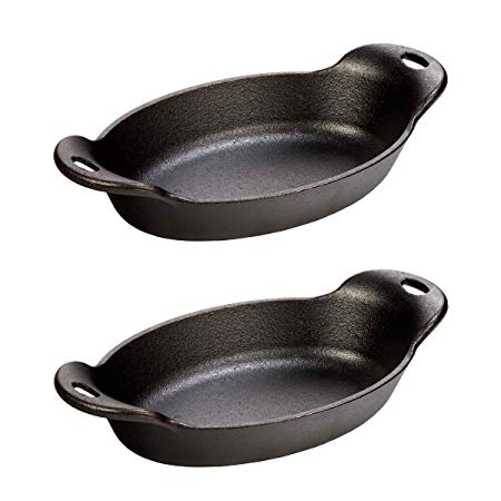 Lodge Cast Iron 16 Ounce Oval Mini Server, Set of 2