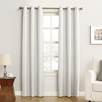 Sun Zero Cooper Thermal Insulated Room Darkening Grommet Curtain Panel, 40" X 95", White