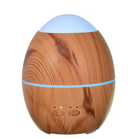 Aroma Diffuser,ELEGIANT Wood Grain Essential Oil Diffuser Humidifier-300ML Diffuser Cool Mist Humidifier Air Purifier for Home, Yoga, Office, Spa,Waterless Auto Shut-off and 7 LED Colors Yellow