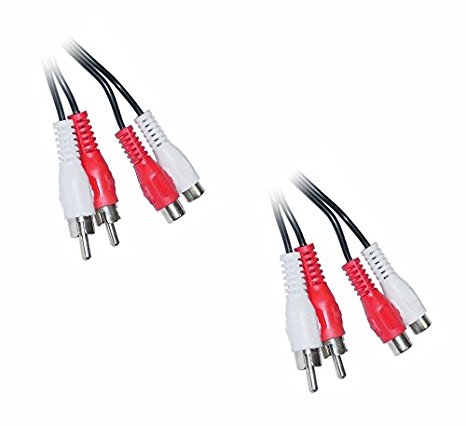C&E 2 Pack, RCA Stereo Audio Extension Cable, 2 RCA Male to 2 RCA Female, 12 Feet, CNE501029