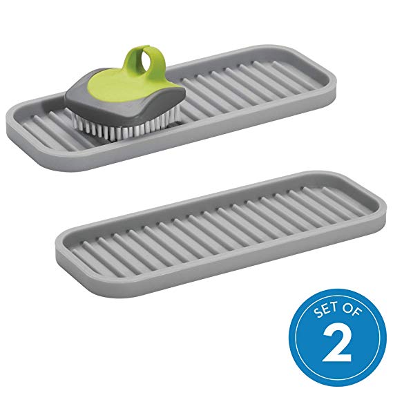 InterDesign Lineo Kitchen Sink Tray for Sponges, Scrubbers, and Soap - Set of 2