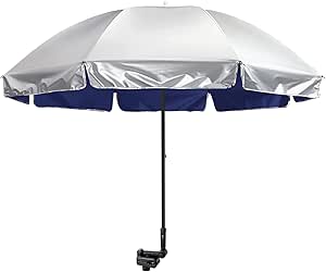 G4Free Parapluie Universel à Pince 140 cm avec Protection UV Réglable pour Chaise de Plage pour Poussettes, Fauteuils Roulants, Chaises de Terrasse, Chaises de Plage et Voiturettes de Golf