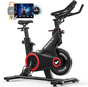 MERACH Indoor Cycling Bike, Exercise Bike for Home with Magnetic/Auto Resistance, Bluetooth Stationary Bike with APP Data Tracking, and iPad Holder