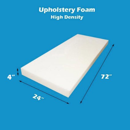 Mybecca Upholstery Foam High Density Sheet, 4" H x 24" W x 72" L