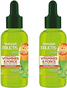 Garnier Fructis - Sérum Anti-Chute Cure 3 Mois - Vitamines et Forces - Végan et Sans Silicone - Enrichi en Vitamine C et Biotine - Pour Cheveux Fragiles et Abîmés - 125 ml - Lot de 2