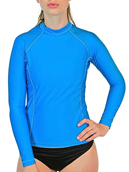 Swim Shirts for Women - UV 50 Sun Protection Long Sleeve Rash Guard Swimsuit Tops with SPF Skin Protection, Made in USA!