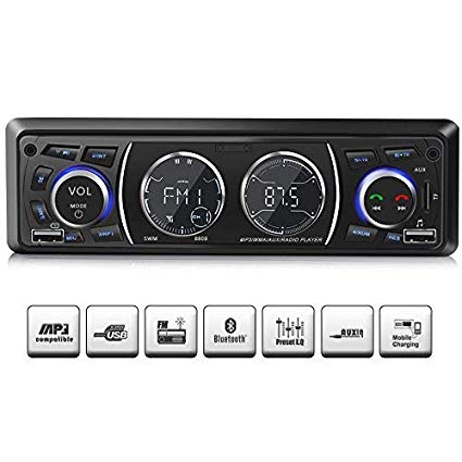 Ironpeas Car Stereo Receiver with Bluetooth, Single Din Univeral Car Radio, USB/TF Slot/FM/WMA/MP3 Player, Wireless Remote Control Included