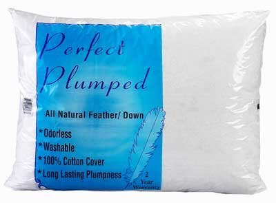 Adorable Perfect Plumped 95/5-Percent Feather/Goose Down Queen Pillow with Cotton Cover