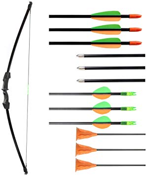 Huntingdoor 45" Archery Youth Bow Set 15LBs Takedown Detachable Bow for LH or RH Bow Kit Shooting Game for Children and Teenagers Toy Gift and Outdoor with 3 Targeting Arrows and 3 Suction Cup Arrows