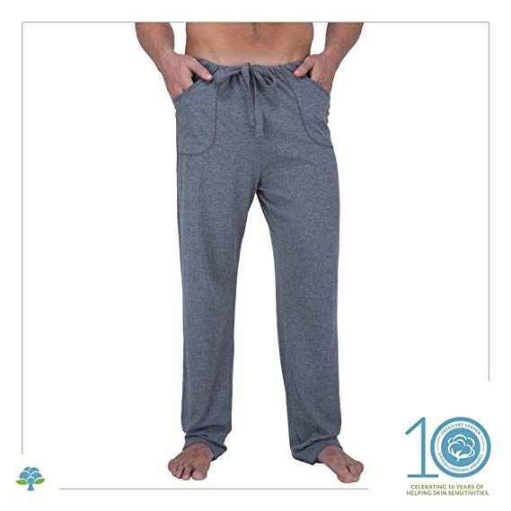 Cottonique Men's Latex-Free Drawstring Lounge Pants Made from 100% Organic Cotton (Melange)
