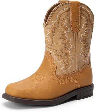 DREAM PAIRS Toddler Little Boys Girls Cowboy Boots Kids Western Square Toe Riding Mid Calf Boots