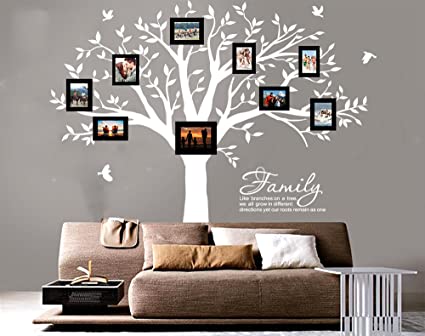 LUCKKYY Grant Family Tree Wall Decal with Family Like Branches on a Tree Wall Decal Sticker Quote(83" Wide x 83" high) (White)