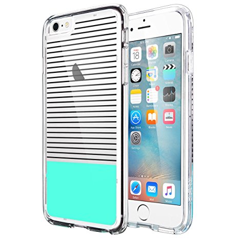 iPhone 6 Plus Case,iPhone 6s Plus Case,ULAK [Clear Slim] Soft Bumper Case with Hard Clear Back Panel Cover for Apple iPhone 6 6s Plus 5.5 Inch,Minimal Mint Stripes