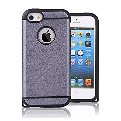 iPhone 5S Case,iPhone 5 Case, CHTech Fashion Double Layer Heavy Duty Protection Scratch Proof Armor Case Cover for Apple iPhone 5/5S [Gun Metal]