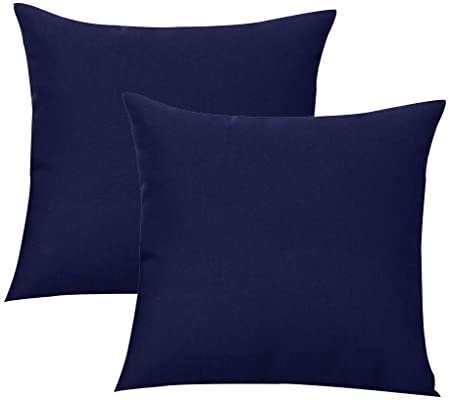 Augld 2PCS Outdoor/Indoor Throw Pillow Cover, Waterproof Solid Pillow Case Navy 18"x18"