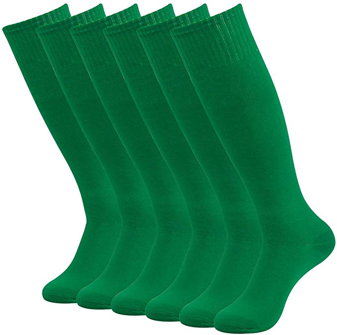 St.Patricks Day Soccer Long Tube Socks,Three street Unisex Athletic Over Knee Running Sport Tube Compression Socks Green 6-Pairs