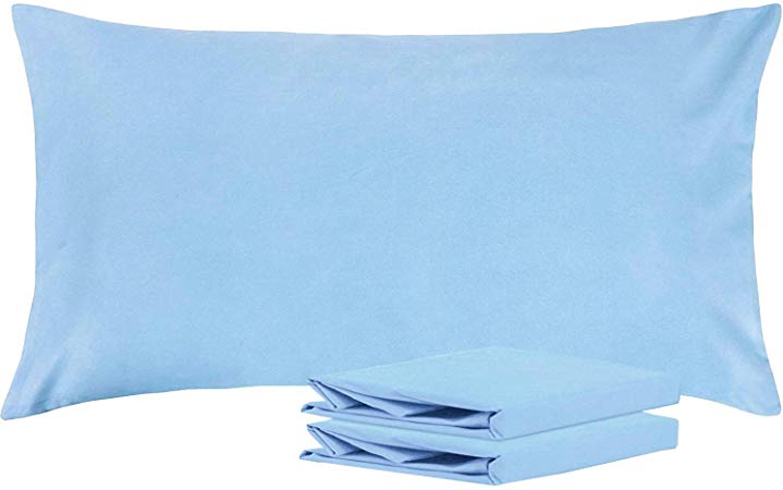 NTBAY King Pillowcases, Set of 2, 100% Brushed Microfiber, Soft and Cozy, Wrinkle, Fade, Stain Resistant, with Envelope Closure, Sky Blue