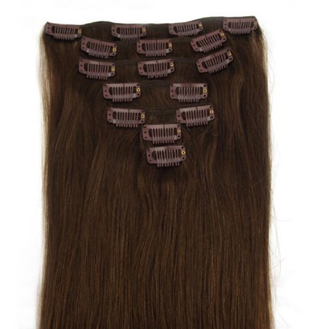 Clip in Hair Extensions Medium Brown and Real Remy Human Hair-Protect Your Investment-best Lifetime Guarantee (18" 70g)