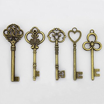 LolliBeads (TM) Mixed 4 Set of Extra Large Skeleton Keys in Antique Bronze - 20 Keys