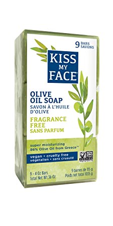 Kiss My Face Naked Pure Olive Oil Bar Soap, 4 Ounce, 3 Count (3 Pack)