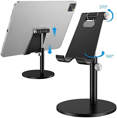 (2020 Upgraded Newest) Tablet Stand, Height Adjustable Desktop Stand Holder, 360 Degree Rotating Aluminum Alloy Cradle Mount Dock for iPhone, Samsung, Smartphone & iPad, Tablet etc (4-10'' Screen)