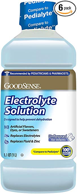 GoodSense Pedia Electrolyte Liquid, Unflavored, 33.8 Fl Oz (Pack of 6)