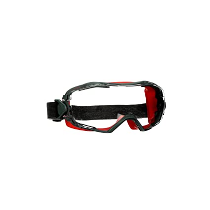 3M Personal Protective Equipment GoggleGear 6000 Series Safety Goggle, GG6001SGAF, Red Shroud, Scotchgard Anti-Fog Coating, Clear Anti-Scratch Lens, Gray, Universal Fit