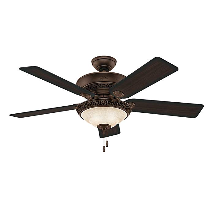 Hunter 53200 Italian Countryside 52-Inch Ceiling Fan with Five Aged Barnwood/Cherried Walnut Blades and Light Kit, Cocoa