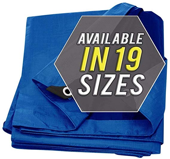 Tarp Cover Blue Waterproof 50x100 Great for Tarpaulin Canopy Tent, Boat, RV Or Pool Cover!!! (Standard Poly Tarp 50'X100')