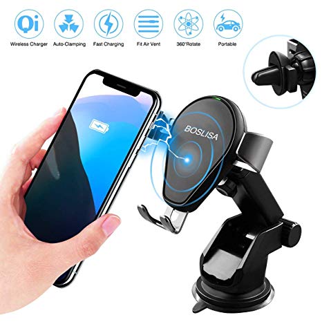 Wireless Car Charger, Auto-Clamping Qi Wireless Charger Car Mount with 360°Air Vent Holder, Fast Charging Compatible iPhone Xs MAX/XR/XS/X/8/8 Plus Samsung Galaxy S9/8/7/Note 8/9 and All Qi P