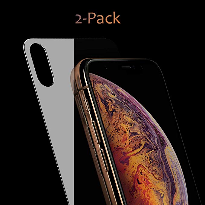 QRemix Back Screen Protector Compatible with iPhone Xs Max [2-Pack], Rear Tempered Glass [3D Touch] Temper Glass Film Anti-Fingerprint/Scratch Compatible with iPhoneXS Max (6.5 inch)